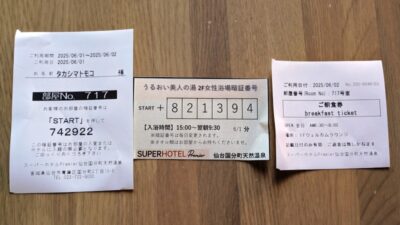部屋のキーNo・大浴場・朝食券|スーパーホテルPremier仙台国分町天然温泉